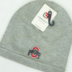 LogoFit Ohio State Beanie Mens One Size Gray 100 Cotton Embroidered Knit Hat New
